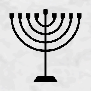 Holiday Clipart: Black Hanukkah Menorah Candelabra with Seven Candle Holder Branches - Jewish Symbol - Digital Download svg png dxf pdf