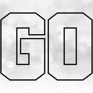 Sports Clipart: Black Bold Block Collegiate Letter Outlines Spelling Word "GO" - Add Team Name/Colors Yourself - Digital Download SVG & PNG
