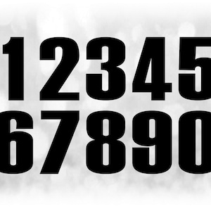 Sports: Jersey Number Templates Grouped on ONE Single Sheet - Black Bold Block Style Type - Digital Download SVG - Not Installable Font File