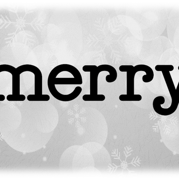 Holiday Clipart: Easy Black Word "merry." in Simple Typewriter Style Format with Lowercase Letters - Digital Download SVG & PNG