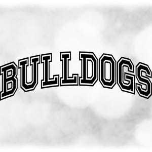 Sports Clipart: Black Bold Arched College Varsity Block Outline Style Team Mascot Name "Bulldogs"  - Digital Download svg png dxf pdf