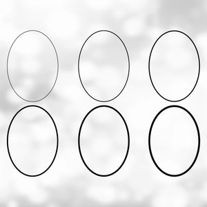 Shape Clipart: Six (6) Black Basic Oval Shape Frames / Borders / Outlines in 6 Different Thicknesses - Digital Download Formats SVG & PNG