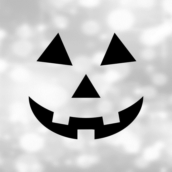 Holiday Clip-Art: Halloween Style Easy Smiling Carved Pumpkin Face or Jack-o-Lantern with Triangle Features - Digital Download SVG & PNG