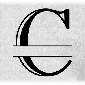 Imágenes Prediseñadas de Word: Inicial mayúscula de estilo colonial grabado formal negro o letra dividida de monograma "C" para agregar nombre - Descarga digital SVG y PNG