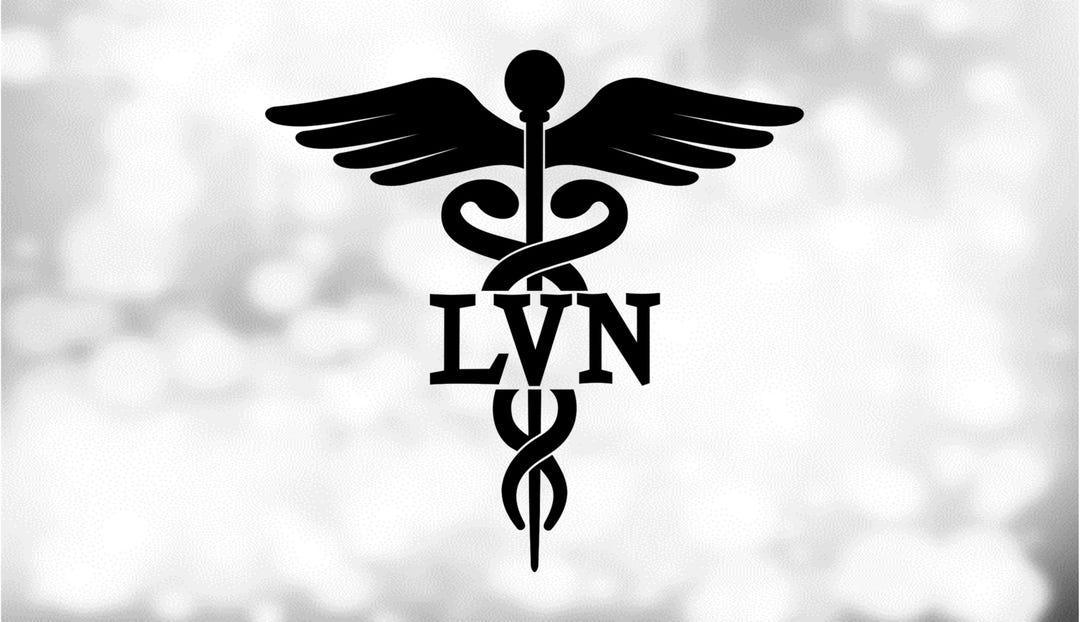 Medical Clipart: Black Medical Caduceus Symbol Silhouette With LVN for