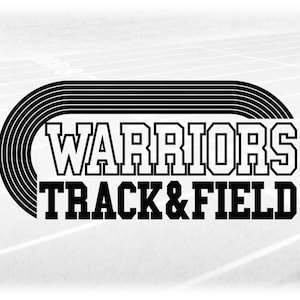 Sports Clipart: Black Running Track with Bold College Varsity Style Words "Warriors" and "Track & Field" Digital Download svg png dxf pdf