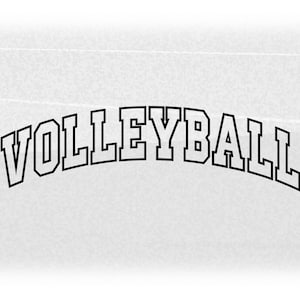 Sports Clipart: Arched Black Capital Letter Outline Word "Volleyball" in College Varsity Style - Digital Download svg png dxf pdf