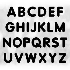 Word Clipart: Black Solid Tubular Alphabet Letter Templates Grouped on ONE Single Sheet - Digital Download SVG - NOT Installable Font File