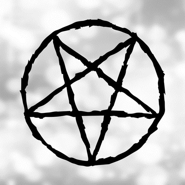 Shape Clipart: Large Distressed Black Symbol Upside-Down Pentacle / Pentagram for Lucifer or Sigil of Baphomet - Digital Download SVG & PNG