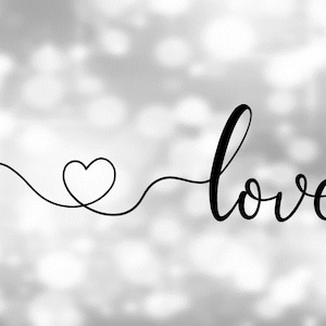 Inspirerende Clipart: Fine and Fancy Black Cursive / Script Kleine letter Woord "Love" with Heart Swirl Leader Line - Digital Download SVG & gt; PNG