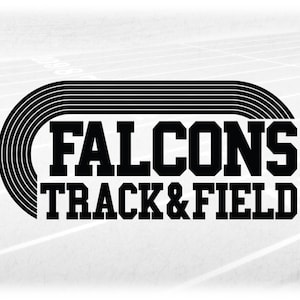 Sports Clipart: Black Running Track with Bold Varsity Style Words "Falcons" and Black "Track & Field" - Digital Download svg png dxf pdf