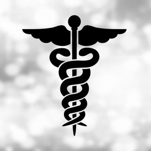 Medical Clipart: Black Medical Caduceus Symbol Silhouette for Medicine, Doctors, Nurses, Hospital Staff - Digital Download svg png dxf pdf