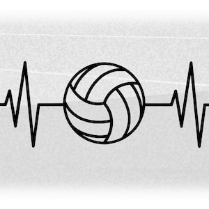 Sport Clipart: schwarze Umriss von Herzschlag oder Herzfrequenz Elektrokardiogramm / EKG / EKG w / Volleyball Liebe zu zeigen - digitaler Download svg/png