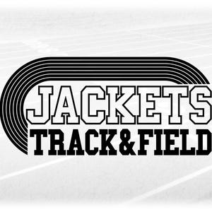 Sports Clipart: Black Running Track with Bold Varsity Style Words "Jackets" and Black "Track & Field" - Digital Download svg png dxf pdf
