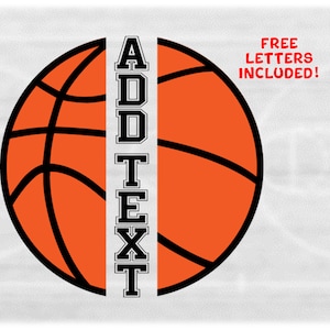 Sports Clipart: Black Basketball Layered on Orange Split Name Frame to Personalize, Players Teams Coaches - Digital Download svg png dxf pdf