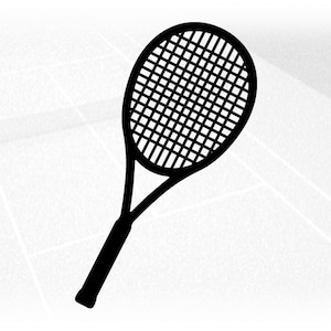 Sports Clipart: Simple Easy Black Tennis Racket Silhouette with Strings for Players Teams Coaches Parents - Digital Download svg [ng dxf pdf