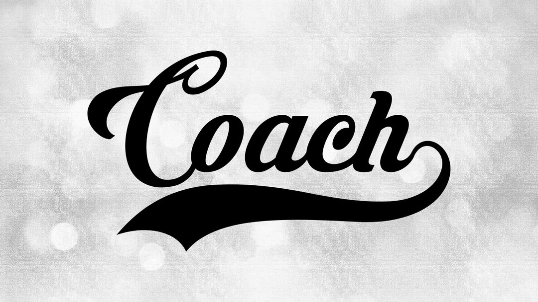 Sports Clipart Word coach in Script Type Lettering With Baseball Style