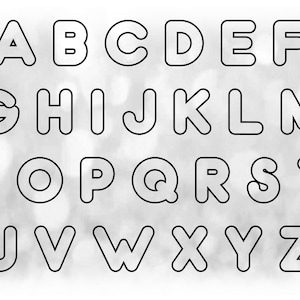 Word Clipart: Black Tubular Alphabet Letter Outline Templates Grouped on ONE Single Sheet - Digital Download SVG - NOT Installable Font File
