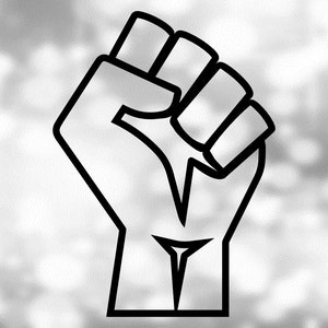 Clipart para Causas: Símbolo do Punho do Poder Negro Grosso Negrito Contorno Preto - Black Lives Matter - Apoio Solidário - Download digital SVG e PNG