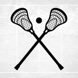 Sports Clipart: Double Crossed Realistic Lacrosse Sticks and Ball for Players, Teams, Coaches, Parents - Digital Download svg png dxf pdf