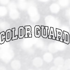 Sports Clipart: Arched Words "Color Guard" in Collegiate Varsity Block Style for Marching Band Flags - Digital Download svg png dxf pdf