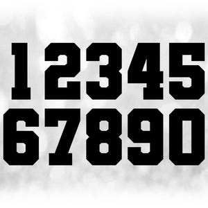 Sports: Jersey Number Templates Grouped on ONE Single Sheet - Black Bold Block Style Type - Digital Download SVG - Not Installable Font File
