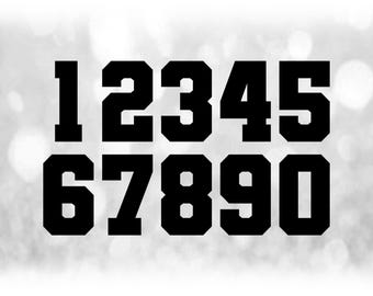 Sports: Jersey Number Templates Grouped on ONE Single Sheet - Black Bold Block Style Type - Digital Download SVG - Not Installable Font File