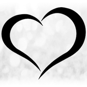 Clipart de forma: Fácil grande preto/branco Fácil contorno de coração metades para amor ou dia dos namorados - Mude a cor você mesmo - Download digital SVG e PNG