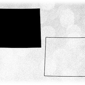 Puede incluir: Dos cuadrados negros, uno relleno de negro y el otro contorneado en negro, sobre un fondo blanco.