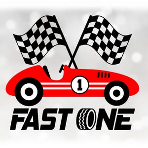 Car/Automotive Clipart: Red White Black Old Fashioned Retro Formula One Racecar, Checkered Flag, Fast One - Digital Download svg png dxf pdf