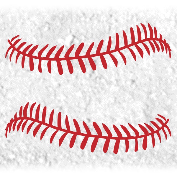 Sports Clipart: Large Red Softball or Baseball Ball Threads / Stitches / Stitching - Shaped Like a Round Ball - Digital Download SVG & PNG