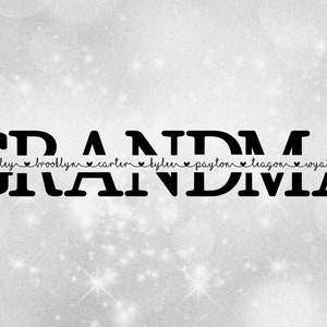 Imágenes prediseñadas familiares: Palabra de marco de nombre dividido "GRANDMA" en tipo negro formal para abuela / abuelo - Descarga digital svg png dxf pdf