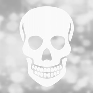 Holiday Clipart: Simple White Skeleton Head or Human Skull Silhouette - Great for Halloween and Pirates - Digital Download svg png dxf pdf