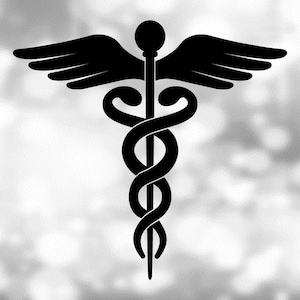 Medical Clipart: Black Medical Caduceus Symbol Silhouette for Medicine, Doctors, Nurses, Hospital Staff - Digital Download svg png dxf pdf