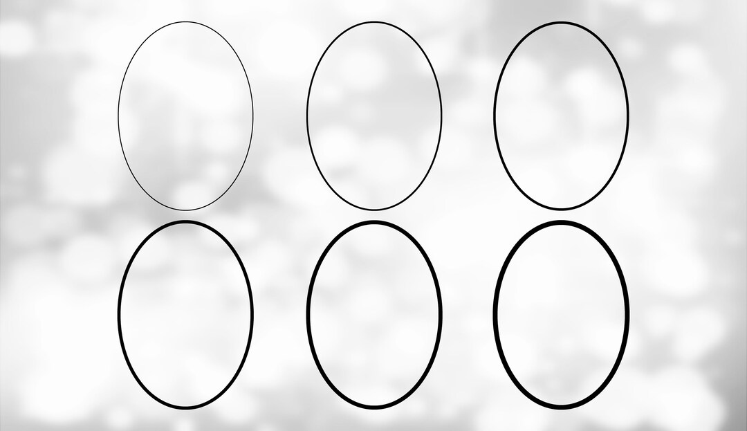 Basic Oval Shape Clipart: Six 6 Black Basic Oval Shape Frames / Borders / Outlines ...
