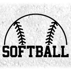 Sports Clipart: Half Softball Silhouette Outline w/ Word &quot;Softball&quot; in Bold Collegiate Font for Players - Digital Download svg png dxf pdf