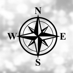 Clipart forme : boussole 8 points avec étoile, cercles concentriques et abréviations nord/sud/est/ouest NSEW - téléchargement numérique SVG et PNG