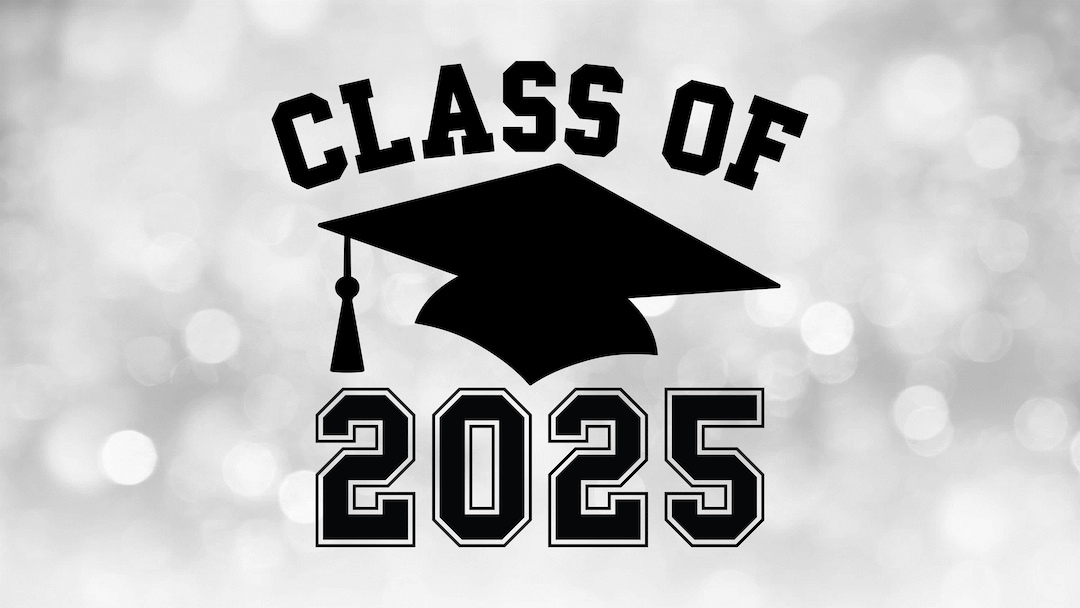 Educational Clipart Black Class of 2025 Arched College Style Letters With Graduation Cap and