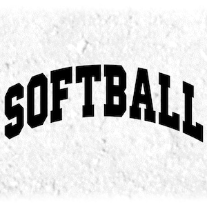 Sports Clipart: Arched Black Bold Solid Word "Softball" in College Varsity Style - Digital Download svg png dxf pdf