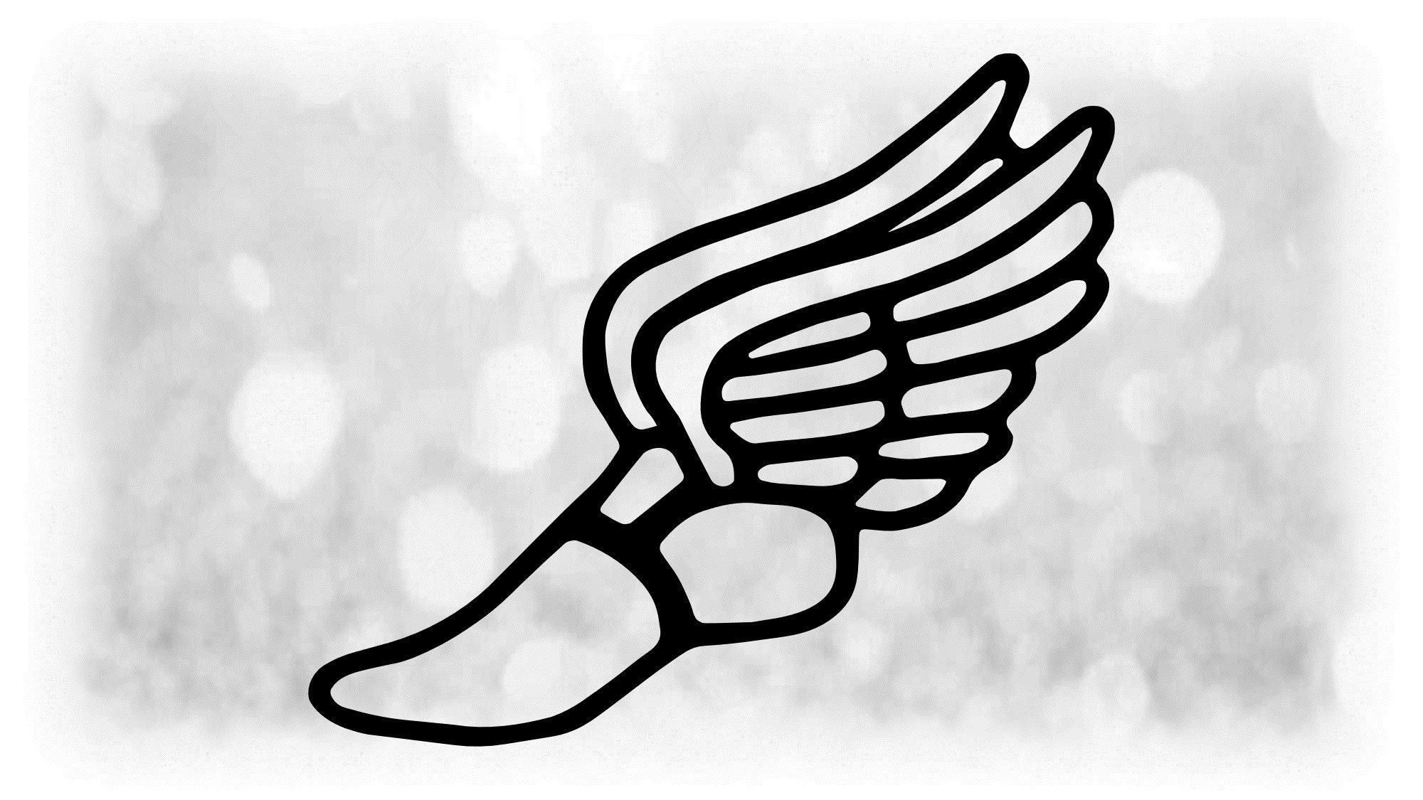 Sports Clipart Black Winged Running Shoe Outline from Mercury Etsy