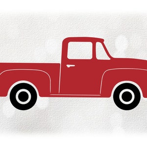 Car / Automotive Clipart: Old Fashioned Basic Red 1950s Style Farm House Truck Inspired by F100 Body - Digital Download svg png dxf pdf