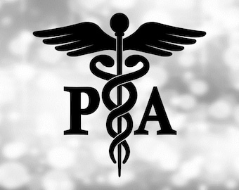Medical Clipart: Black Medical Caduceus Symbol Silhouette with PA for Physician Assistant Hospital Staff - Digital Download svg png dxf pdf