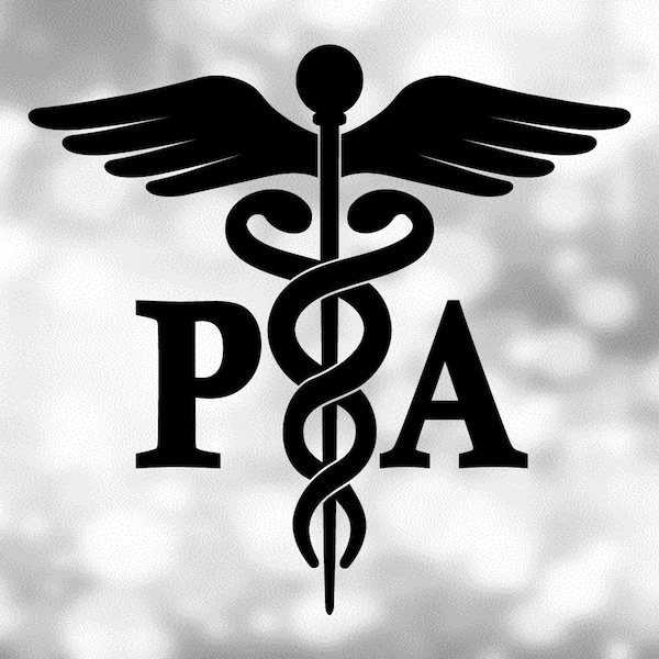 Medical Clipart: Black Medical Caduceus Symbol Silhouette with PA for Physician Assistant Hospital Staff - Digital Download svg png dxf pdf