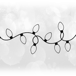 Clipart de férias: Fio espiralado ou cordão de lâmpadas de Natal em contorno preto em fundo transparente - Download digital SVG e PNG