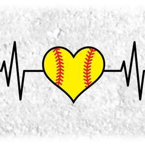 Sports Clipart: Elektrocardiogram / E.K.G. / E.C.G. / Hartslag / Hartslagmeter met Rode / Gele Softbal - Digitale Download SVG & PNG