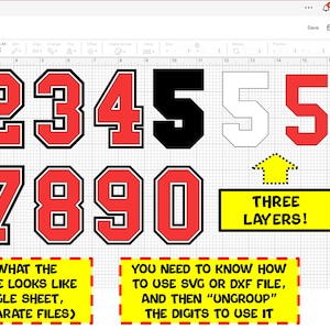 Sports Clipart: Jersey Number Templates Grouped on Single Sheet Red White Black Layers Digital ...