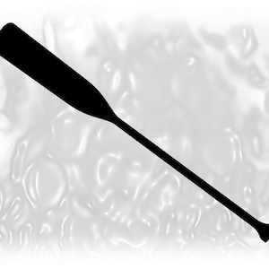 May include: A black wooden paddle with a rounded end.