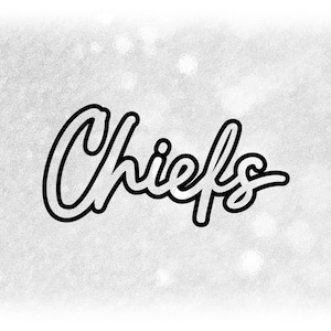 Sports Clipart: Script  Cursive Style "Chiefs" Team Mascot Name Cutout of Black Background - Digital Download svg png dxf pdf