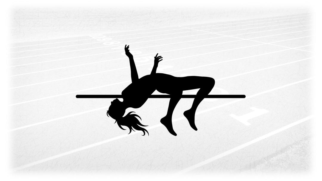 Sports Clipart: Track and Field Black High Jump Silhouette of Female ...