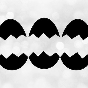 Imágenes prediseñadas navideñas: Marco de nombre de huevos de Pascua agrietados y divididos en negro para divertirse - Cambie los colores con su propio software - Descarga digital SVG y PNG
